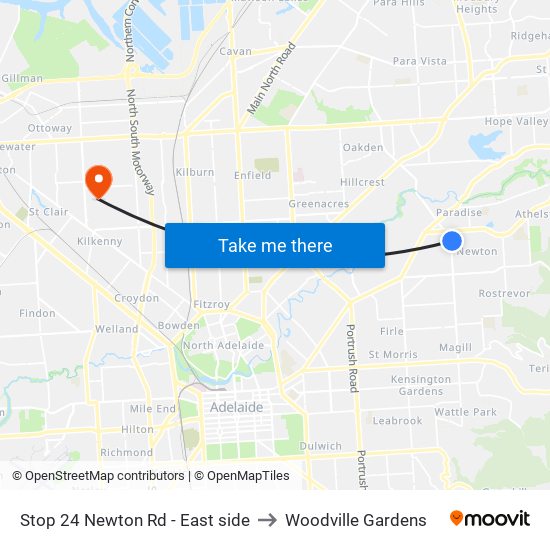 Stop 24 Newton Rd - East side to Woodville Gardens map