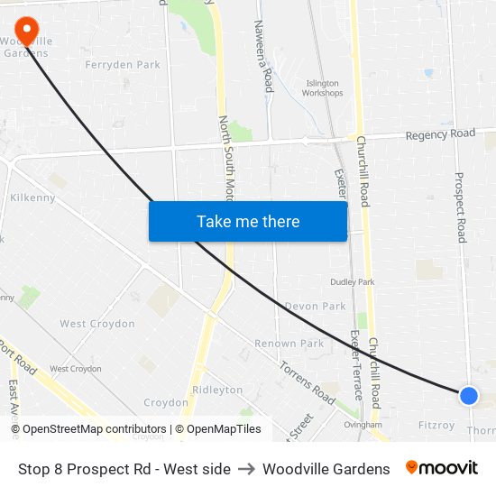 Stop 8 Prospect Rd - West side to Woodville Gardens map