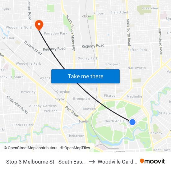 Stop 3 Melbourne St - South East side to Woodville Gardens map