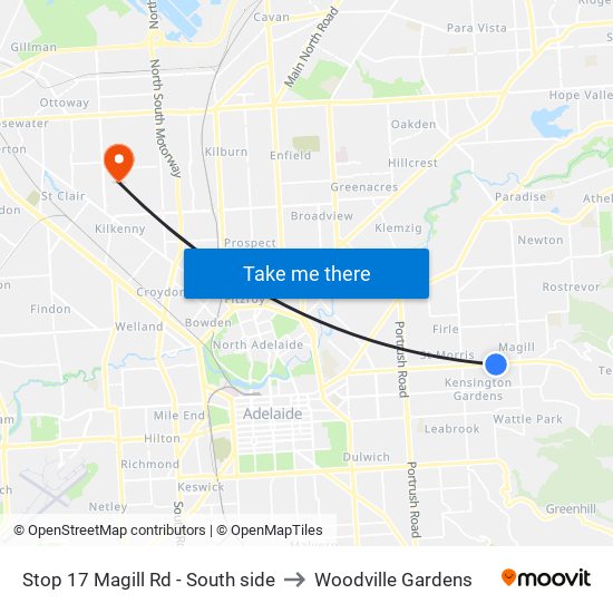 Stop 17 Magill Rd - South side to Woodville Gardens map