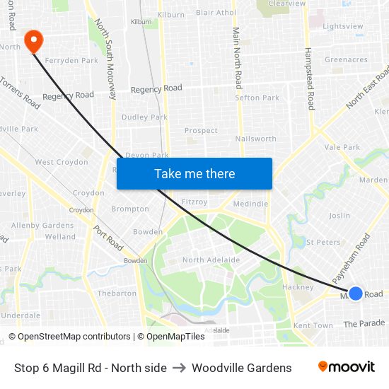 Stop 6 Magill Rd - North side to Woodville Gardens map