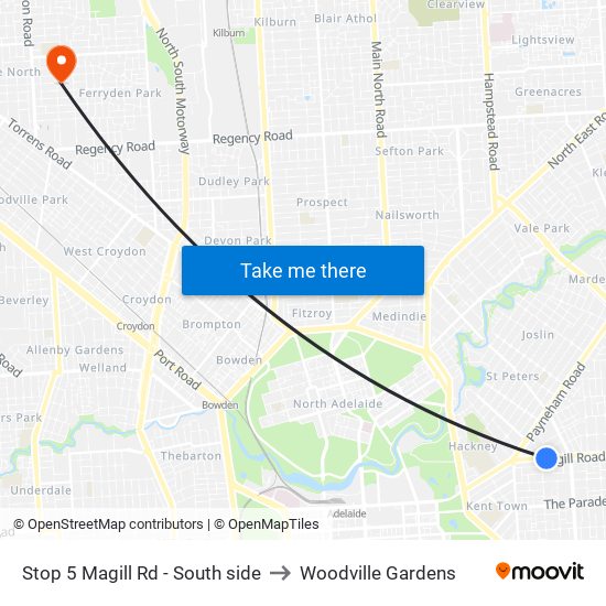 Stop 5 Magill Rd - South side to Woodville Gardens map