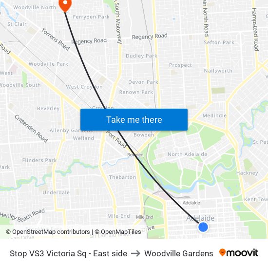 Stop VS3 Victoria Sq - East side to Woodville Gardens map