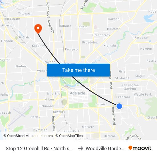 Stop 12 Greenhill Rd - North side to Woodville Gardens map