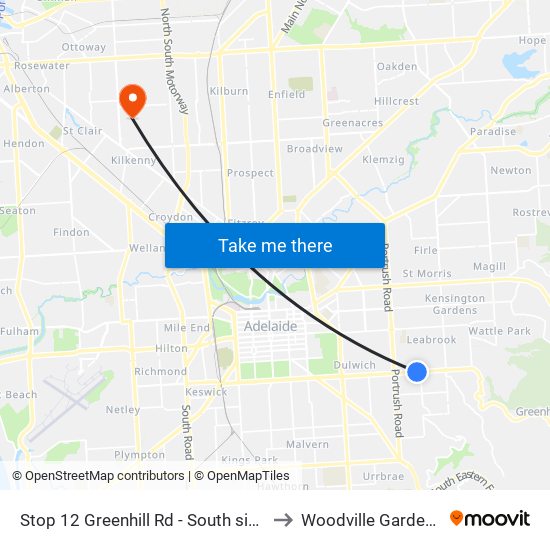 Stop 12 Greenhill Rd - South side to Woodville Gardens map