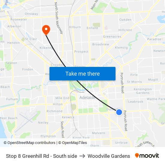 Stop 8 Greenhill Rd - South side to Woodville Gardens map