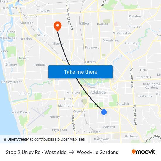 Stop 2 Unley Rd - West side to Woodville Gardens map