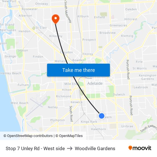 Stop 7 Unley Rd - West side to Woodville Gardens map