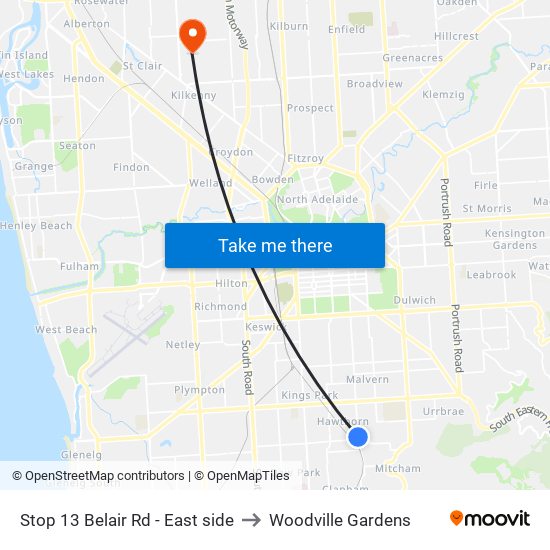 Stop 13 Belair Rd - East side to Woodville Gardens map