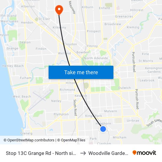 Stop 13C Grange Rd - North side to Woodville Gardens map