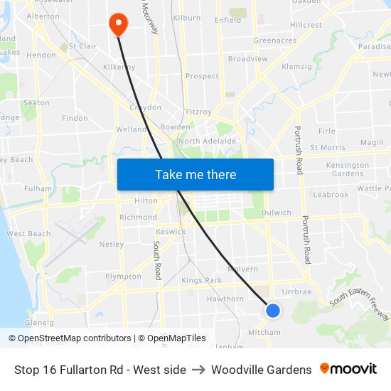 Stop 16 Fullarton Rd - West side to Woodville Gardens map