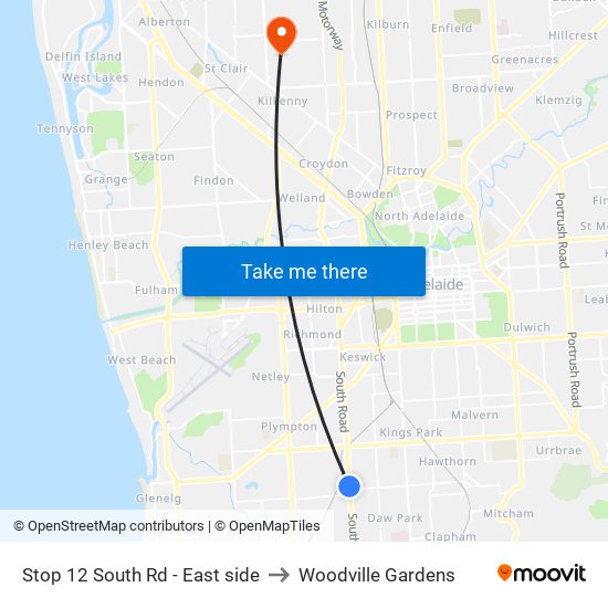 Stop 12 South Rd - East side to Woodville Gardens map