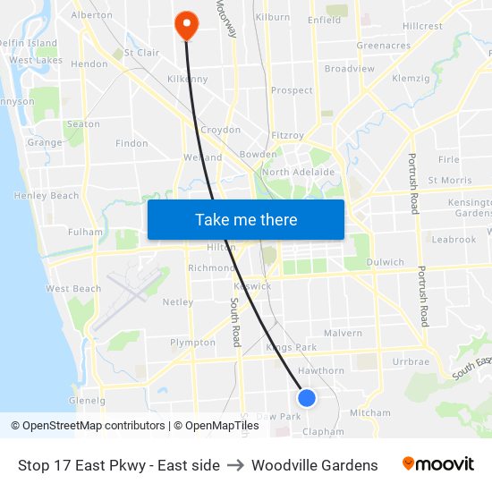 Stop 17 East Pkwy - East side to Woodville Gardens map