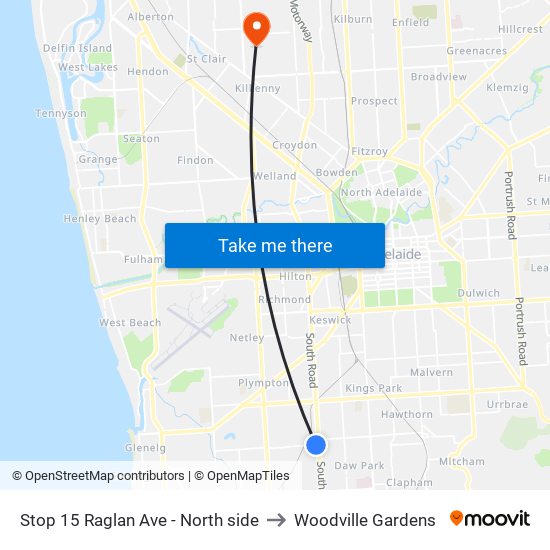 Stop 15 Raglan Ave - North side to Woodville Gardens map