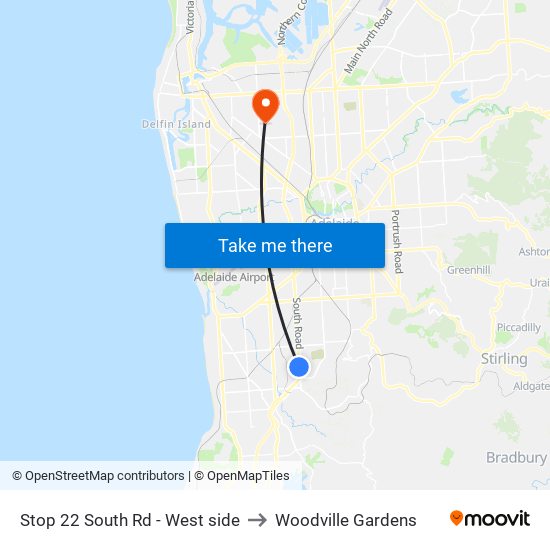 Stop 22 South Rd - West side to Woodville Gardens map