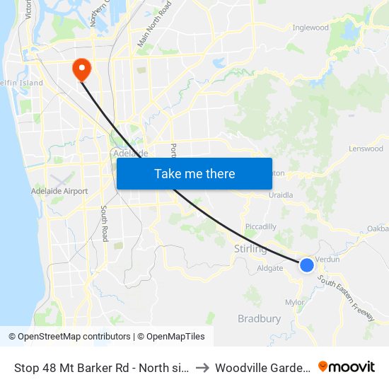 Stop 48 Mt Barker Rd - North side to Woodville Gardens map