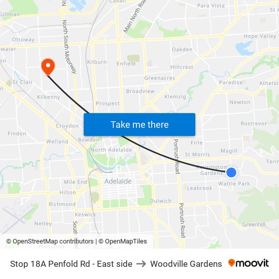 Stop 18A Penfold Rd - East side to Woodville Gardens map