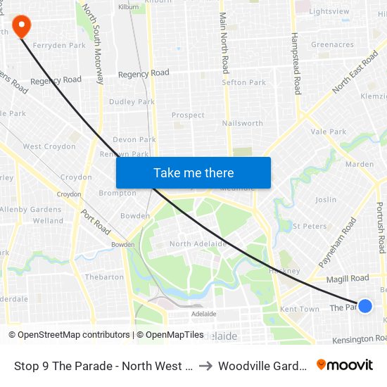 Stop 9 The Parade - North West side to Woodville Gardens map