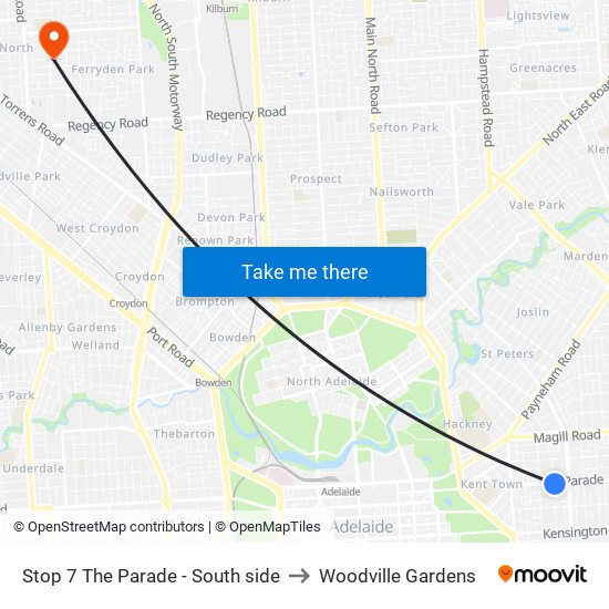 Stop 7 The Parade - South side to Woodville Gardens map