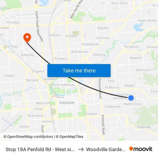 Stop 18A Penfold Rd - West side to Woodville Gardens map