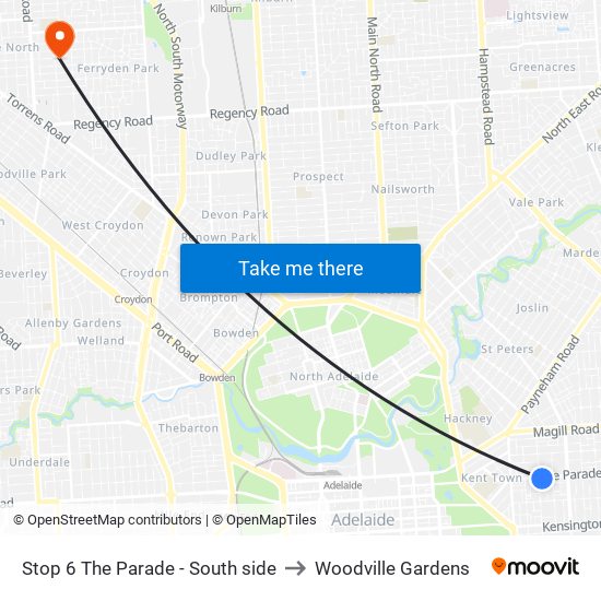 Stop 6 The Parade - South side to Woodville Gardens map