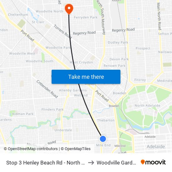Stop 3 Henley Beach Rd - North side to Woodville Gardens map