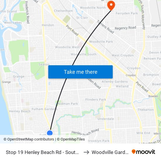 Stop 19 Henley Beach Rd - South side to Woodville Gardens map