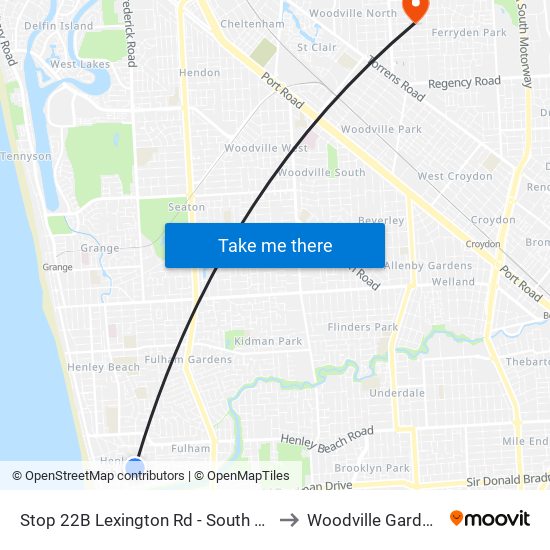 Stop 22B Lexington Rd - South side to Woodville Gardens map