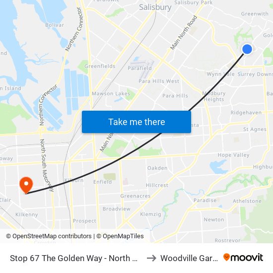 Stop 67 The Golden Way - North West side to Woodville Gardens map
