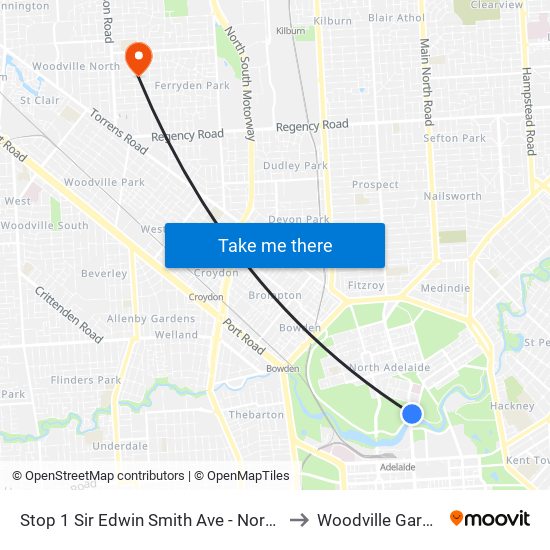 Stop 1 Sir Edwin Smith Ave - North side to Woodville Gardens map