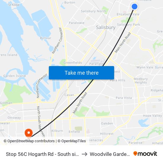 Stop 56C Hogarth Rd - South side to Woodville Gardens map