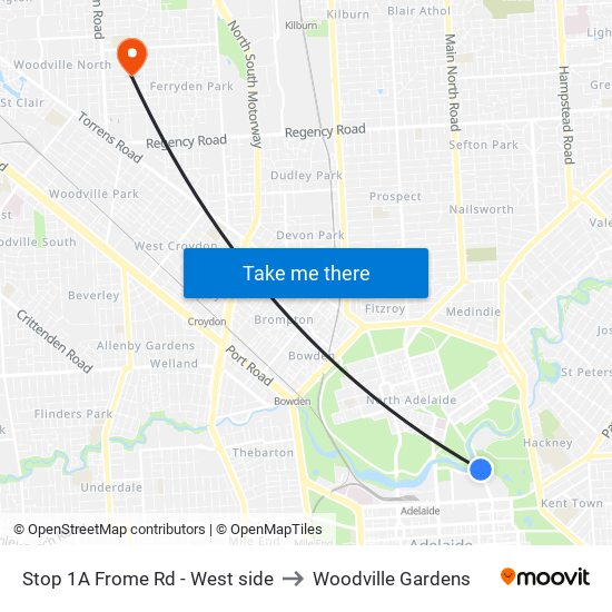 Stop 1A Frome Rd - West side to Woodville Gardens map