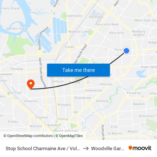 Stop School Charmaine Ave / Volare Ave to Woodville Gardens map