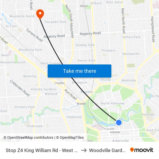 Stop Z4 King William Rd - West side to Woodville Gardens map