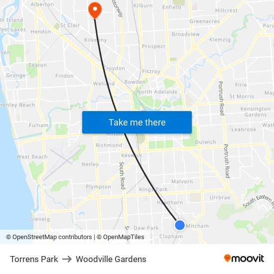 Torrens Park to Woodville Gardens map