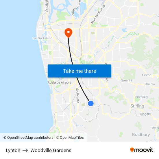 Lynton to Woodville Gardens map