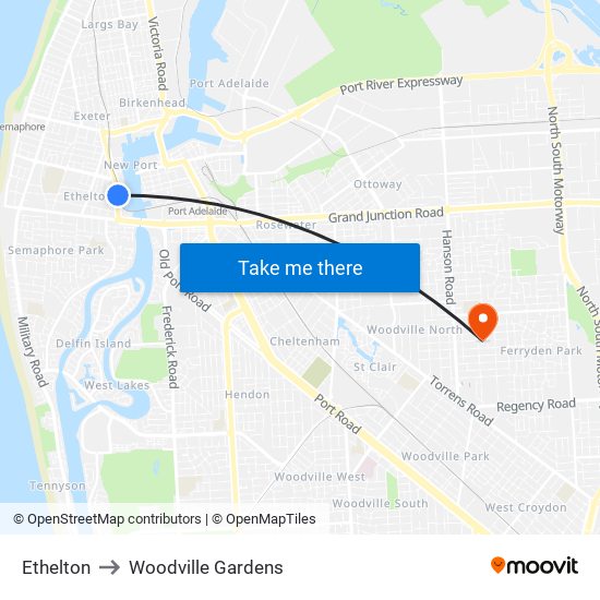 Ethelton to Woodville Gardens map