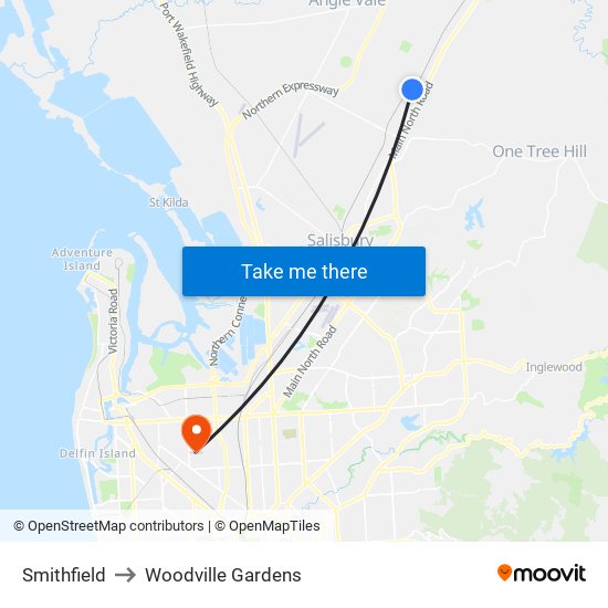 Smithfield to Woodville Gardens map