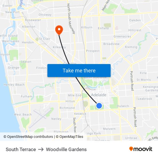 South Terrace to Woodville Gardens map