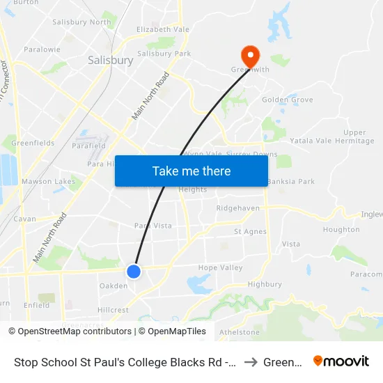 Stop School St Paul's College Blacks Rd - West side to Greenwith map