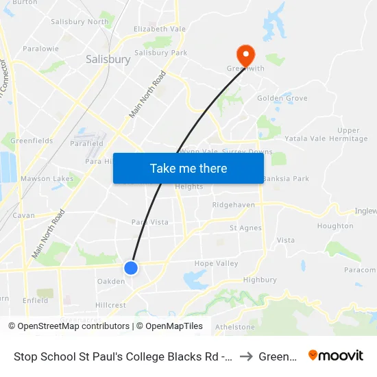 Stop School St Paul's College Blacks Rd - East side to Greenwith map