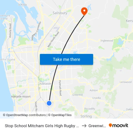 Stop School Mitcham Girls High Rugby St to Greenwith map