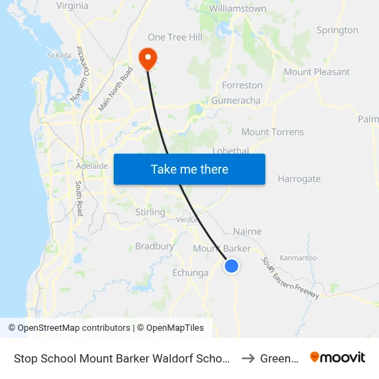 Stop School Mount Barker Waldorf School Sims Rd to Greenwith map