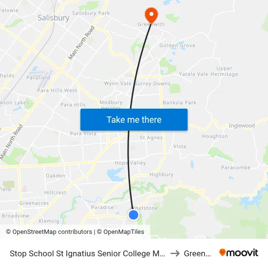 Stop School St Ignatius Senior College Manresa Ct to Greenwith map