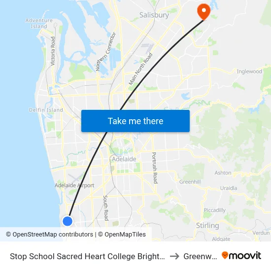 Stop School Sacred Heart College Brighton Rd to Greenwith map