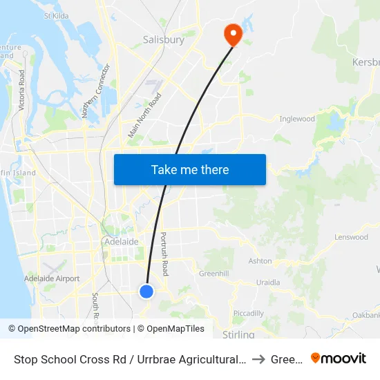 Stop School Cross Rd / Urrbrae Agricultural High School - North side to Greenwith map