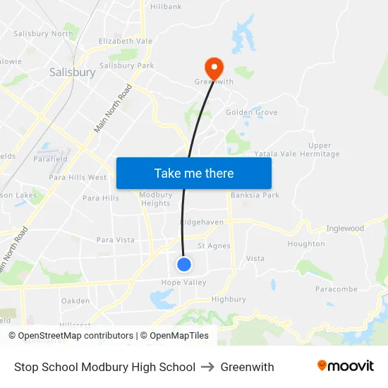 Stop School Modbury High School to Greenwith map
