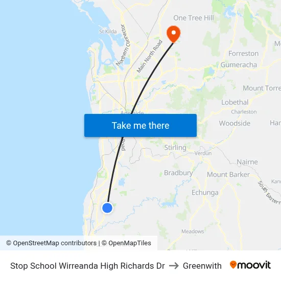 Stop School Wirreanda High Richards Dr to Greenwith map