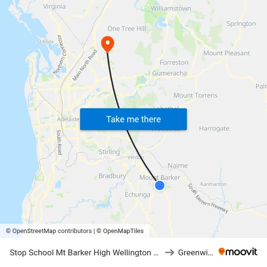 Stop School Mt Barker High Wellington Rd to Greenwith map