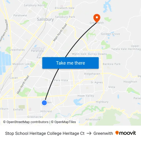 Stop School Heritage College Heritage Ct to Greenwith map